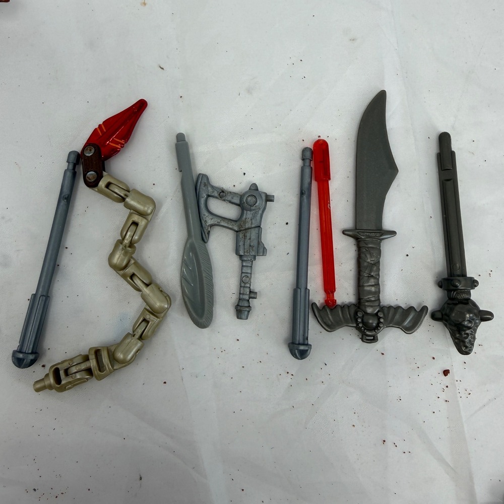 Action Figure Weapon Accessory Lot Sword Axe Mace Skull Staff Red Blade 7pc
